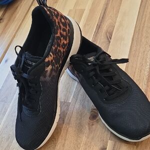 Skechers Women's Black and Animal Print Sneakers